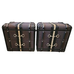 Coppia di cassettoni di ispirazione equestre con ferramenta Snaffle-Bit