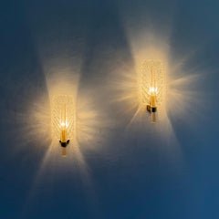 Pair of Ercole Barovier "Feather" Murano Glass Sconces for Barovier & Toso, 1971