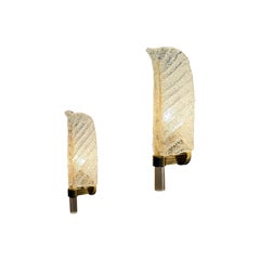 Pair of Ercole Barovier "Feather" Murano Glass Sconces for Barovier & Toso, 1971