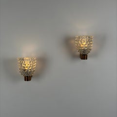 Pair of Ercole Barovier for Barovier & Toso “Rostrato” Glass Wall Sconces, 1940s
