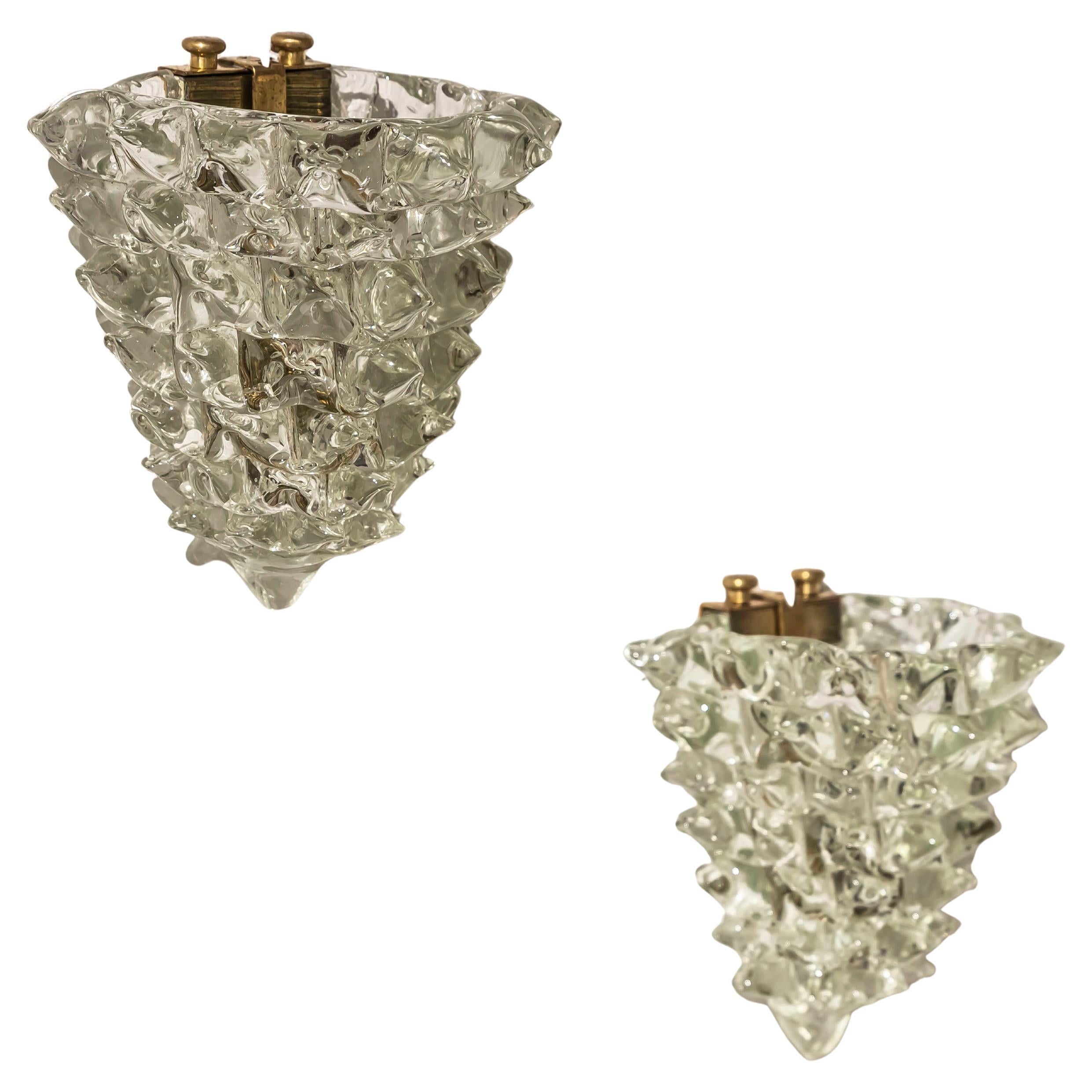 Pair of Ercole Barovier Rostrato Sconces for Barovier & Toso, Italy 1940s