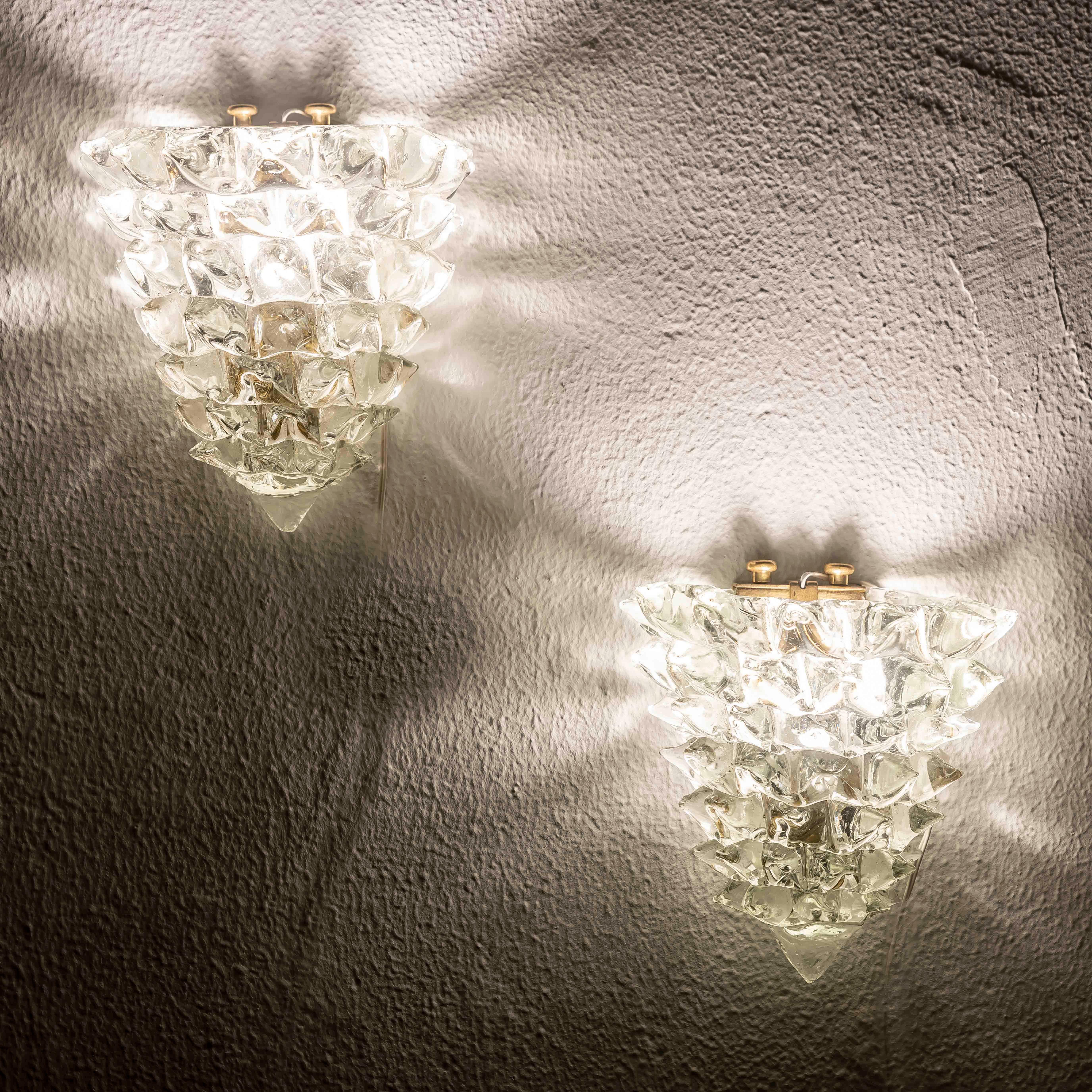Art Deco Pair of Ercole Barovier Rostrato Sconces, Italy 1940s For Sale