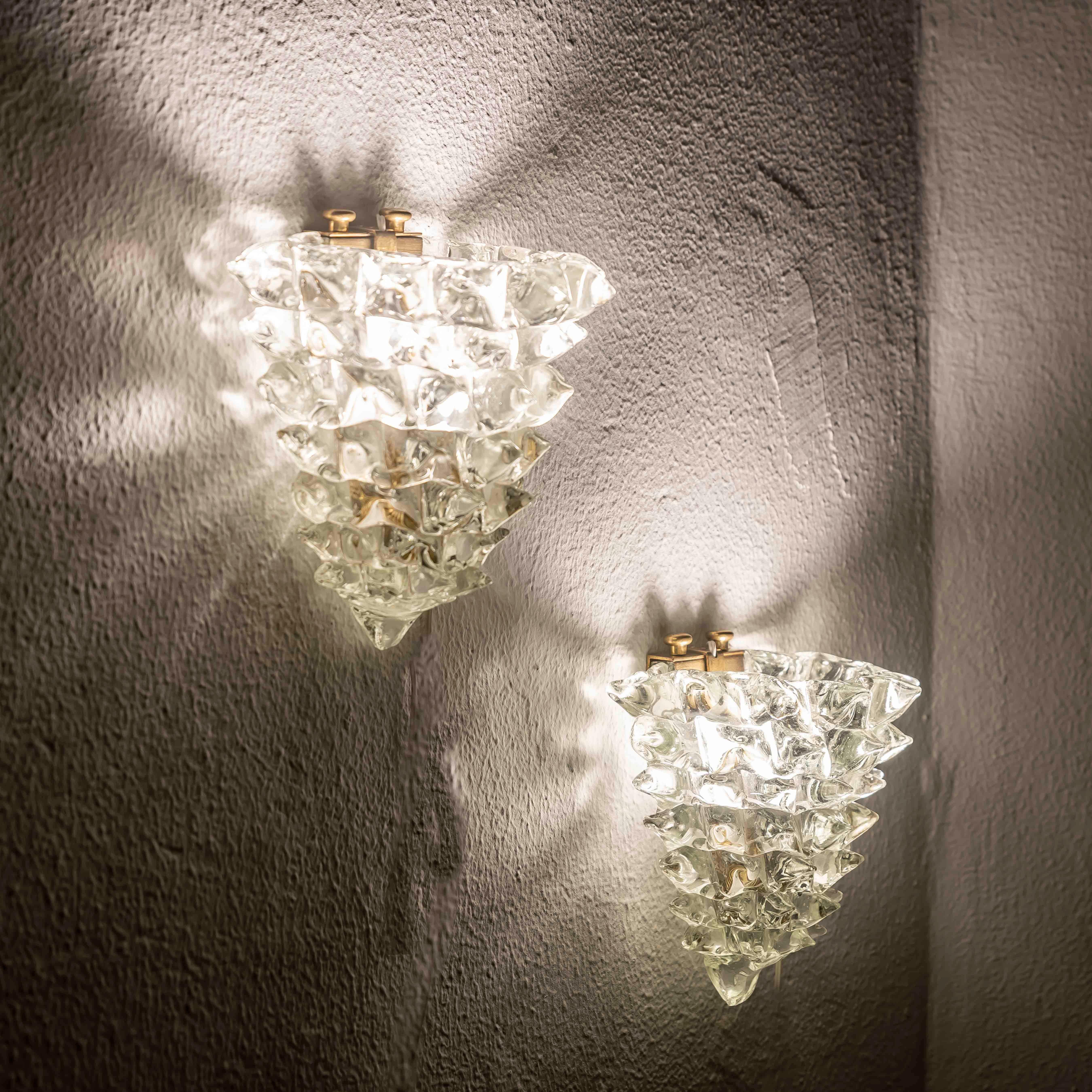 20th Century Pair of Ercole Barovier Rostrato Sconces, Italy 1940s For Sale