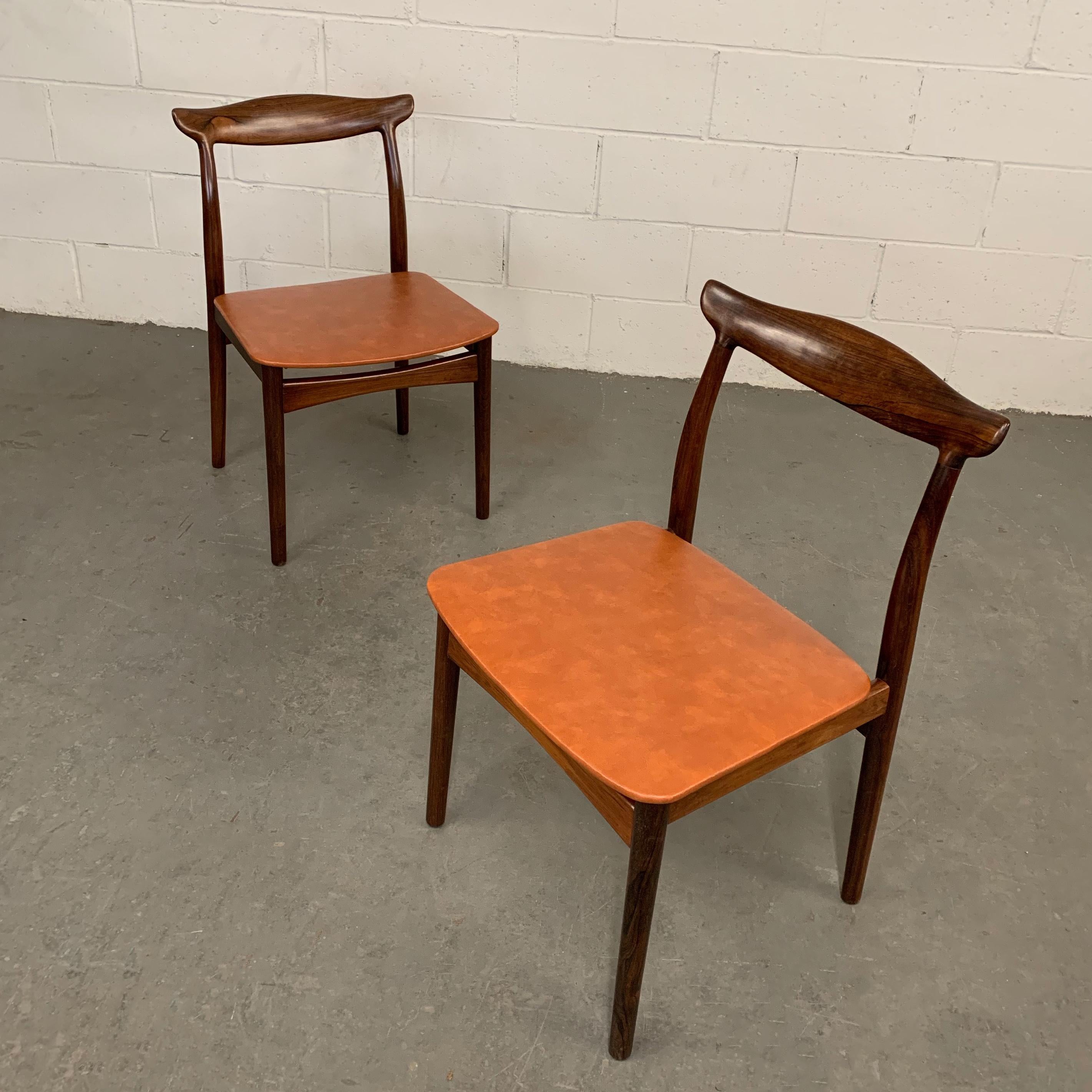 Scandinavian Modern Pair Of Eric Wørts Model 112 Rosewood Cow Horn Side Chairs