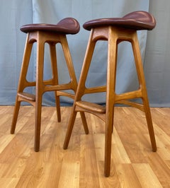 Pair of Erik Buch for Oddense Maskinsnedkeri OD-61 Teak Bar Stools