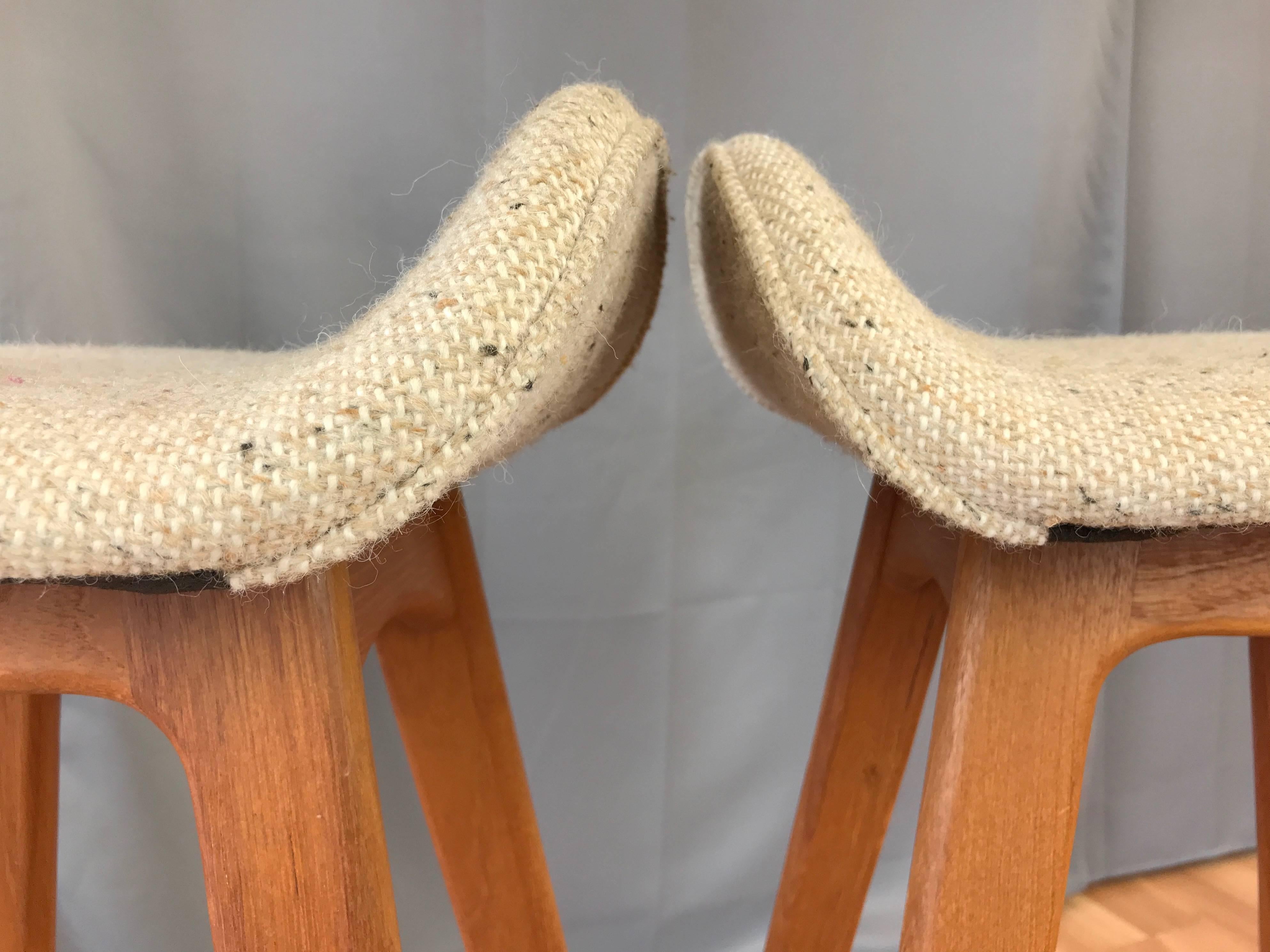 Pair of Erik Buch for Oddense Maskinsnedkeri OD-61 Teak Bar Stools 2