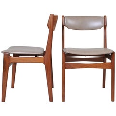 Pair of Erik Buch Teak Chairs, New Leather Upholstery