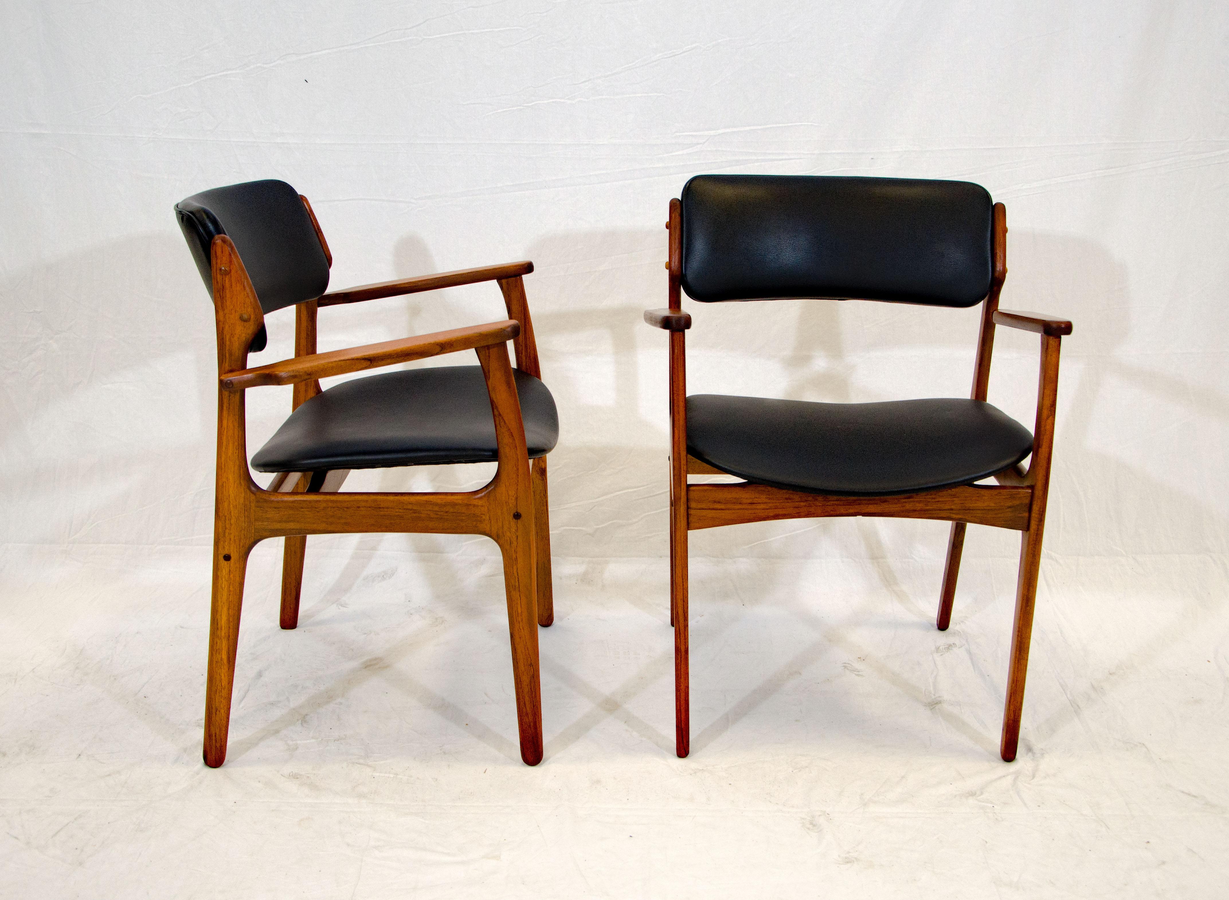 Scandinavian Modern Pair of Erik Buck (Buch) Arm Chairs, Office Chairs