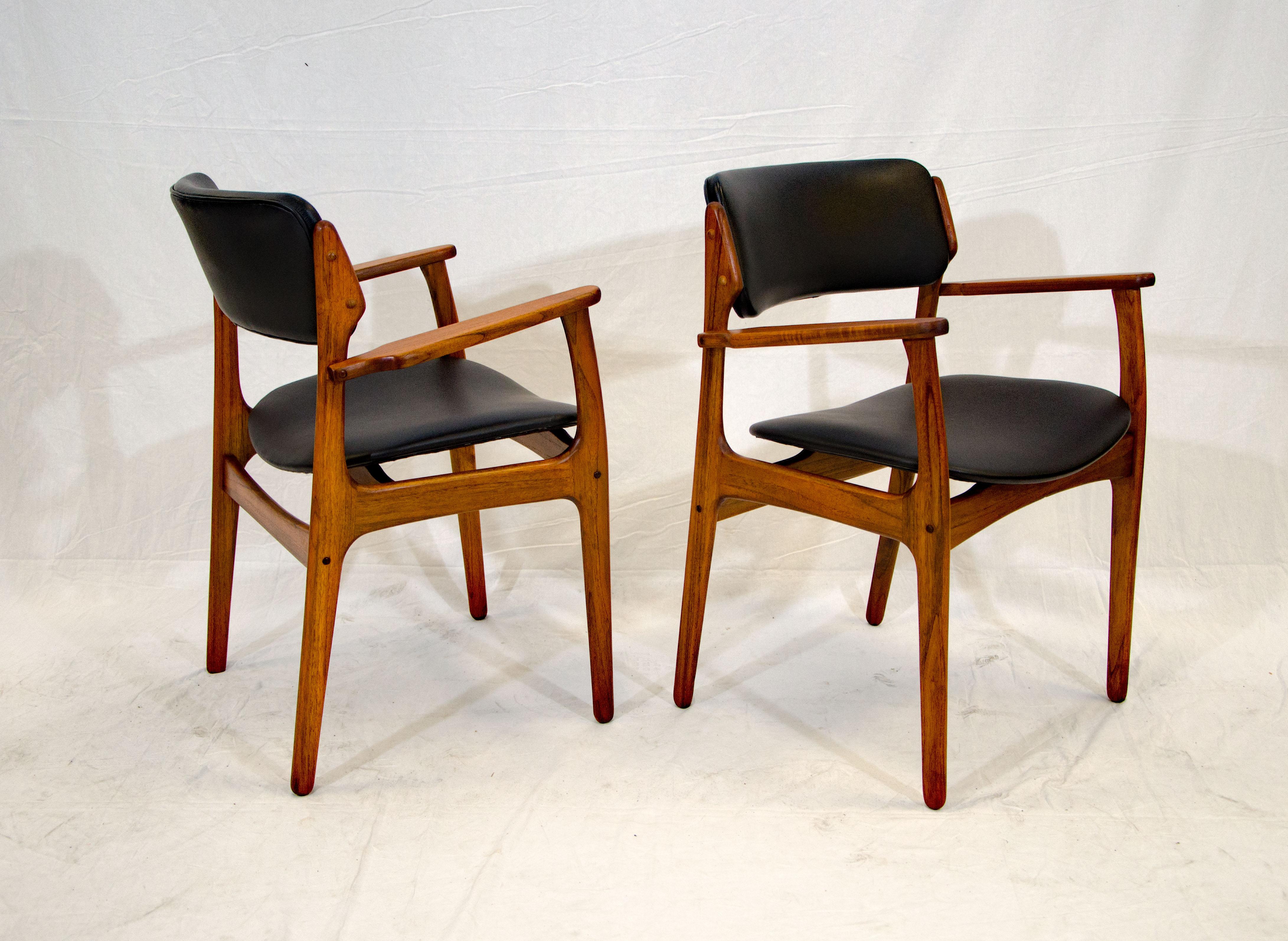 Danish Pair of Erik Buck (Buch) Arm Chairs, Office Chairs