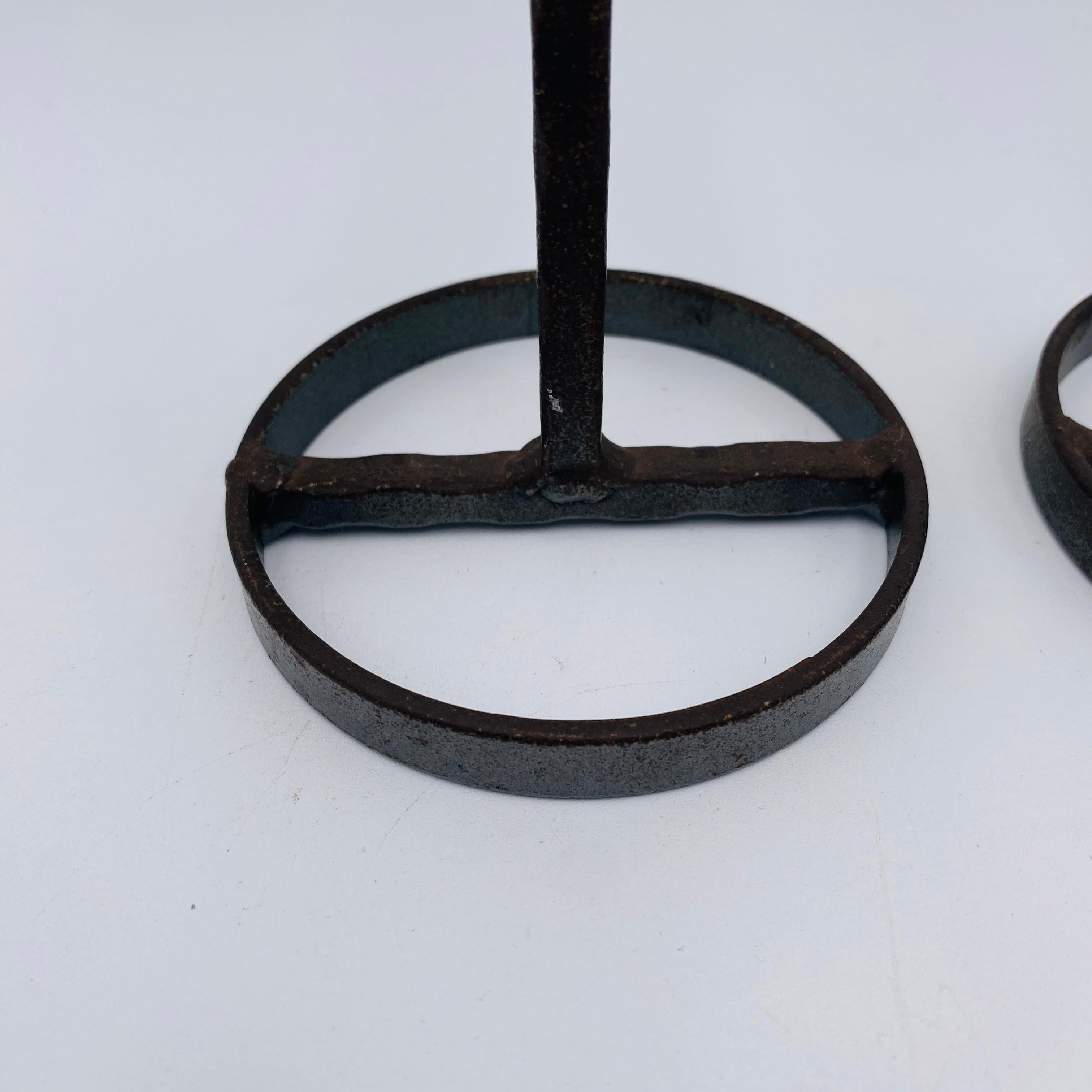 Mid-20th Century Pair of Erik Hoglund for Boda Nova Crystal and Iron Candleholders Sweden For Sale