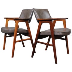 Pair of Erik Kirkegaard Chairs, New Leather