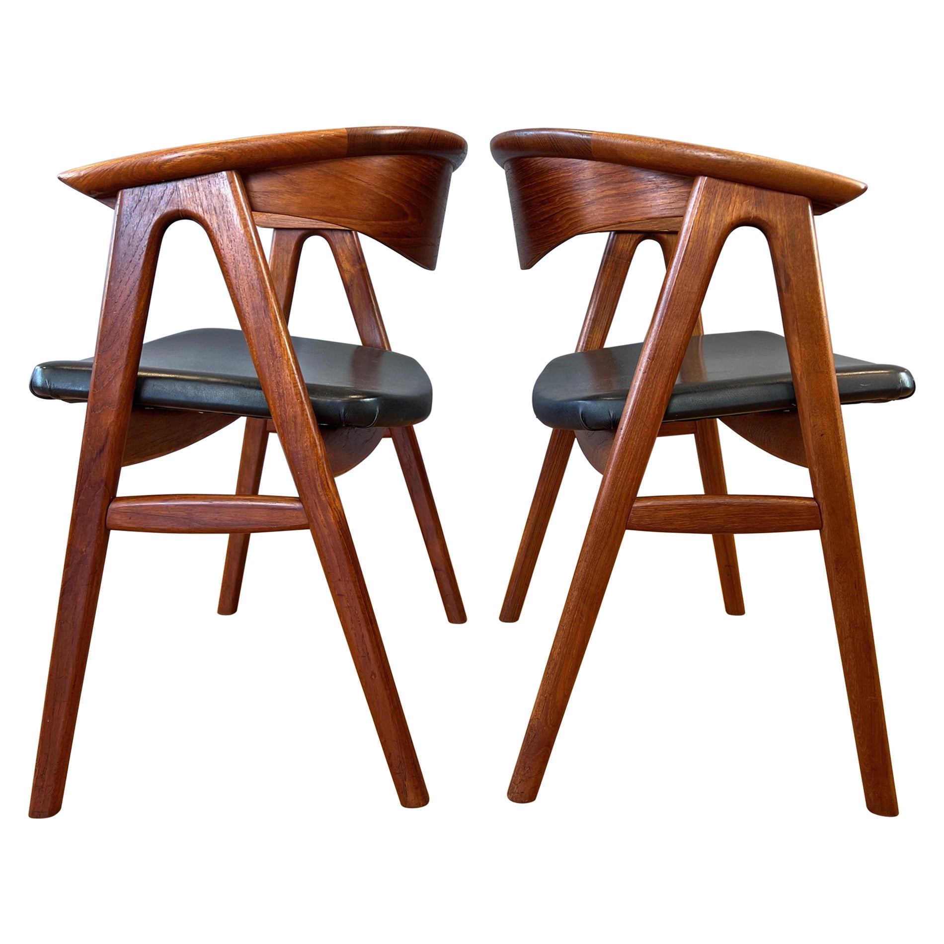 Pair of Erik Kirkegaard for Høng Stolefabrik No. 52 Teak Compass Armchairs, 1960