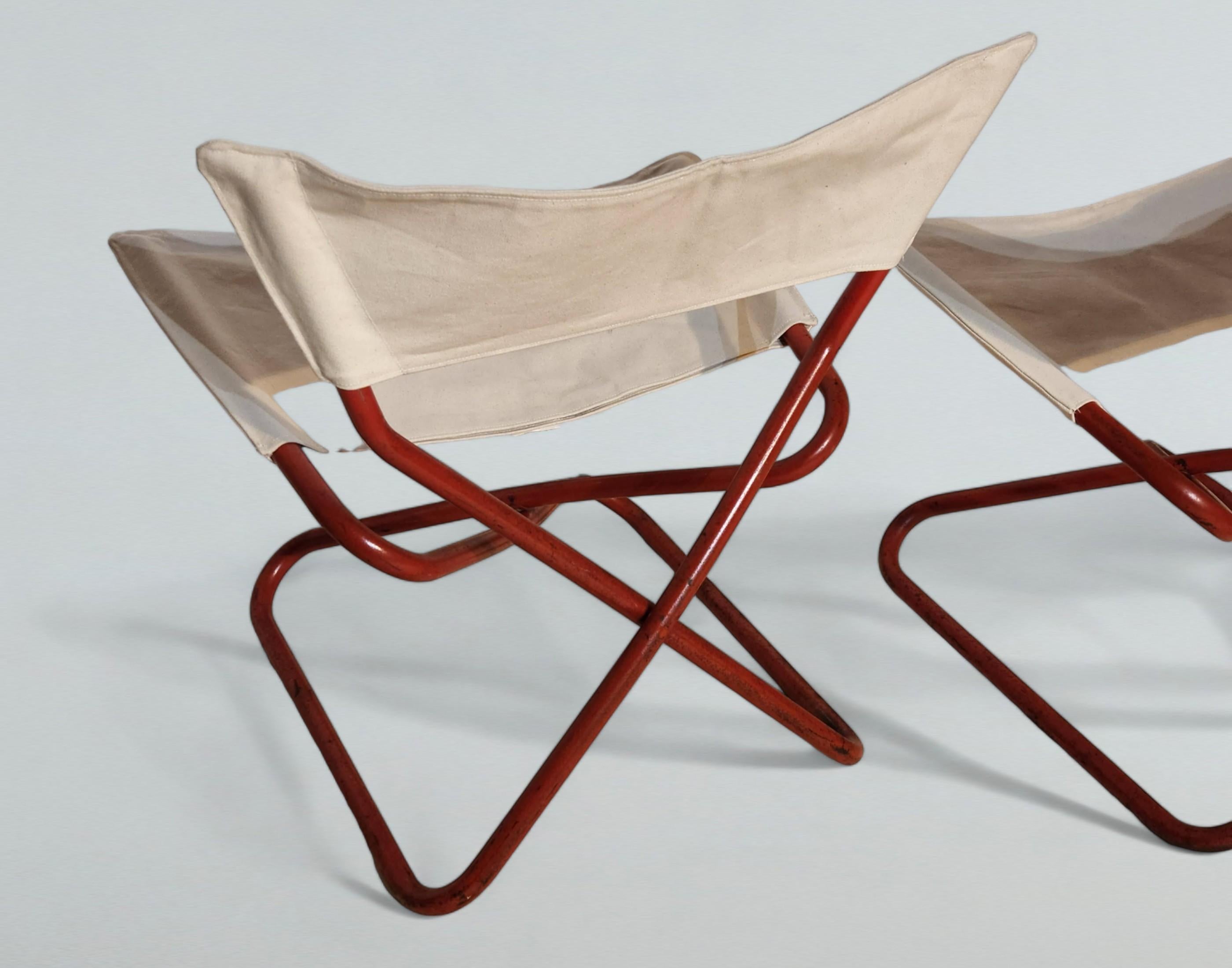 Pair of Erik Magnussen Red Z Easy Chairs Torben Ørskov, Denmark, 1960s In Good Condition For Sale In Camden, ME