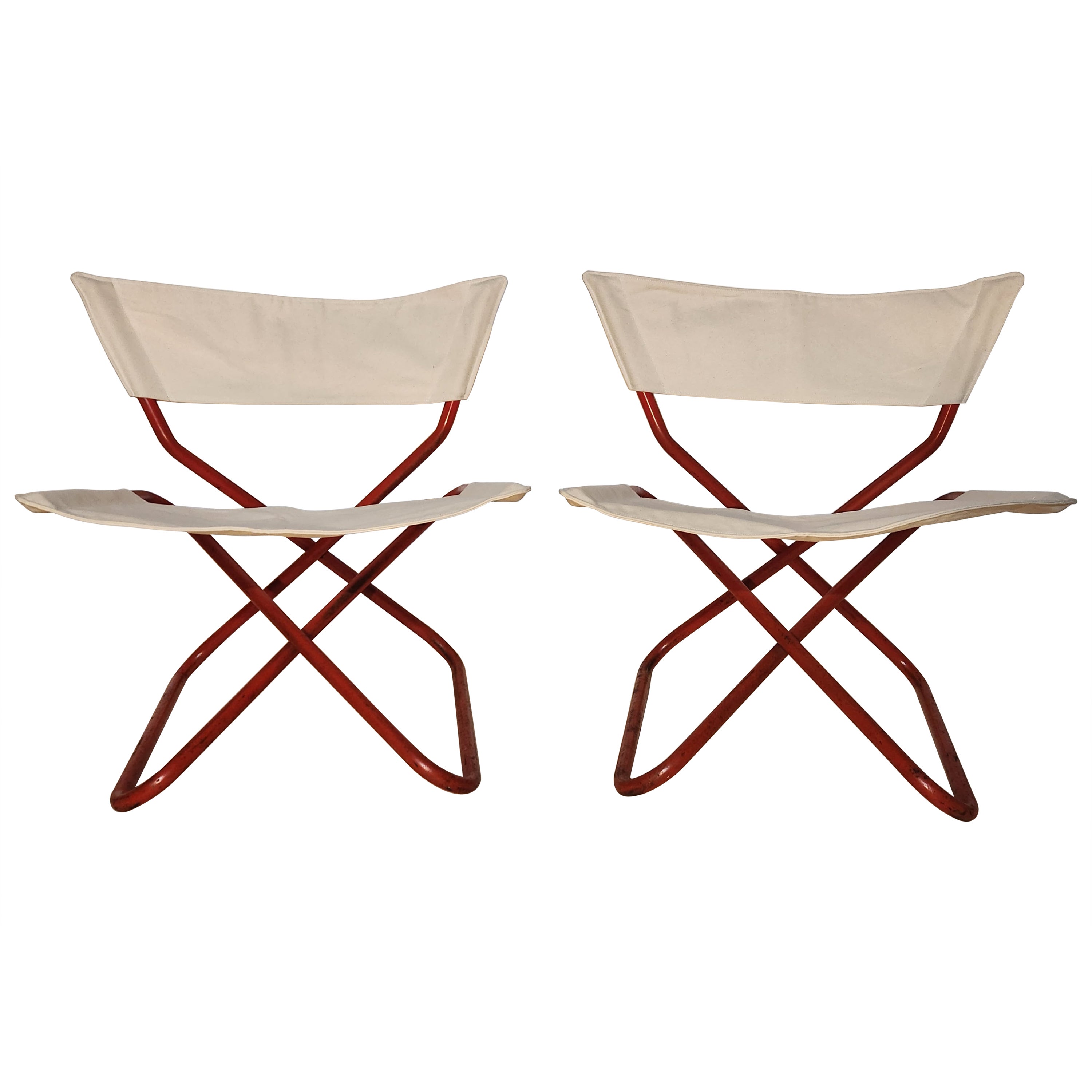 Pair of Erik Magnussen Red Z Easy Chairs Torben Ørskov, Denmark, 1960s