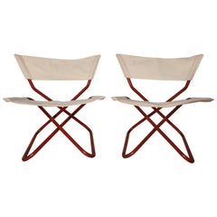 Paar Erik Magnussen Red Z Easy Chairs Torben Ørskov, Dänemark, 1960er Jahre