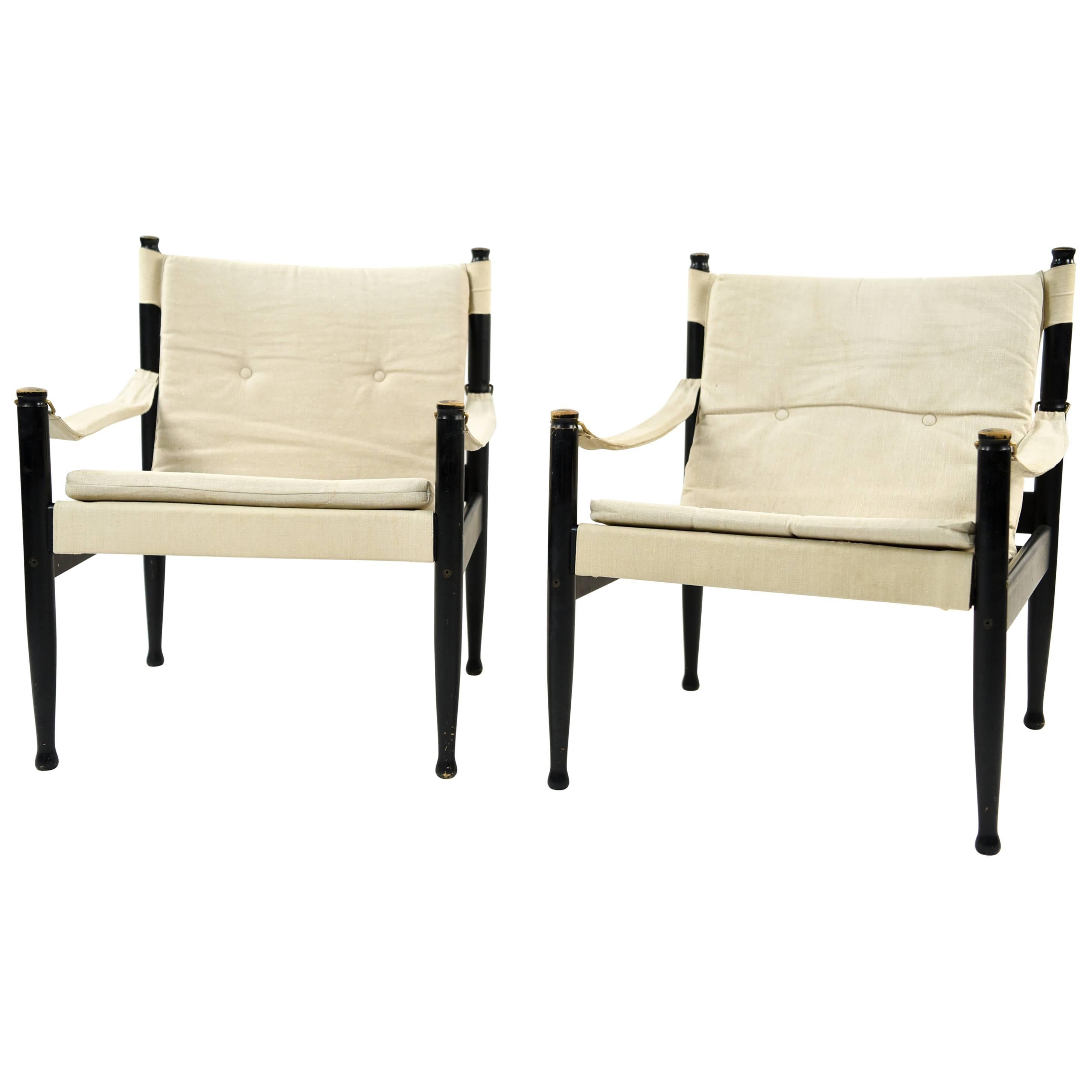 Pair of Erik Wørts for Niels Eilersen Model 30 Safari Chairs