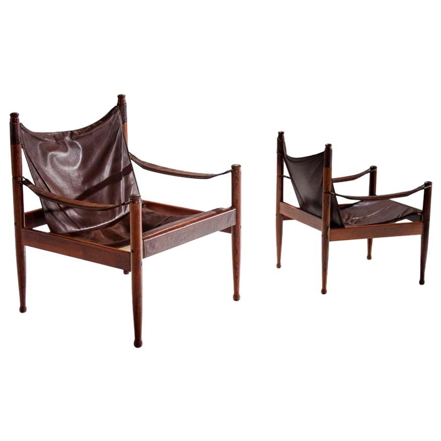 Pair of Leather "Safari" Chairs at 1stdibs