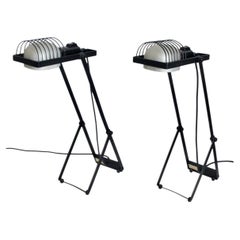 Juego de dos lámparas de mesa «Sintesi» de Ernesto Gismondi para Artemide, en blanco y negro