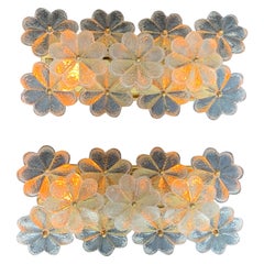 Pair of Ernst Palme Floral Glass Sconces 
