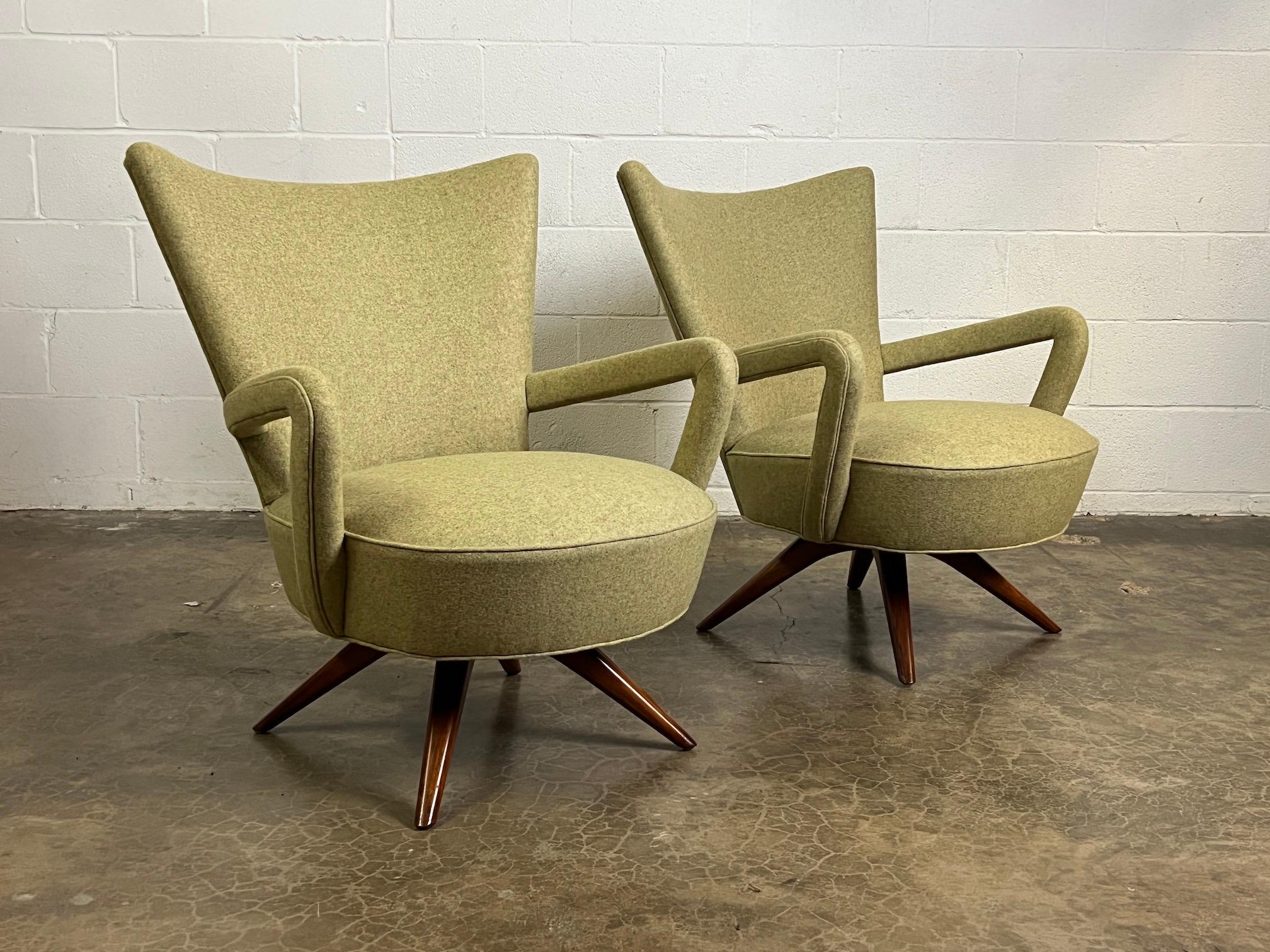 Fabric Pair of Ernst Schwadron Lounge Chairs
