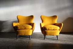 Paire de chaises longues sculpturales en laine de Ernst Schwadron, années 1940