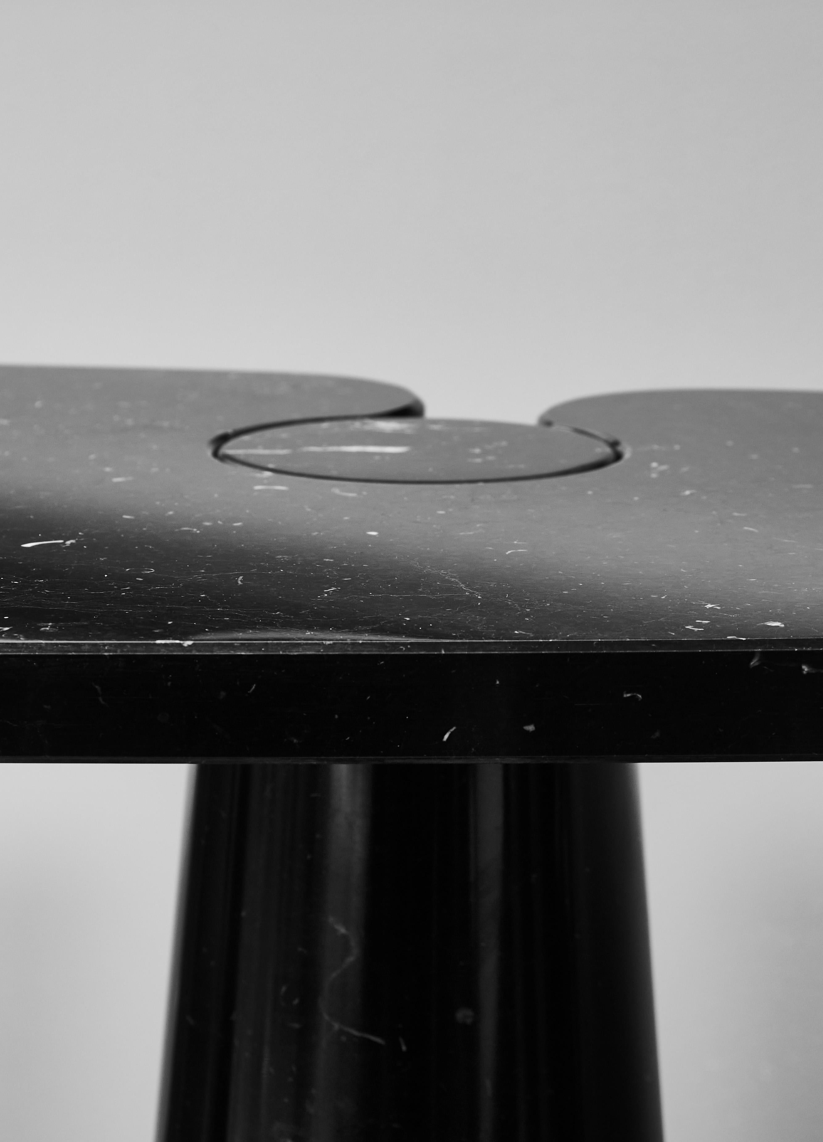 Italian Pair of Eros Black Marble Angelo Mangiarotti Consoles Table