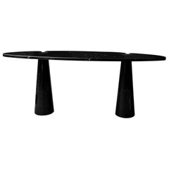 Pair of Eros Black Marble Angelo Mangiarotti Consoles Table