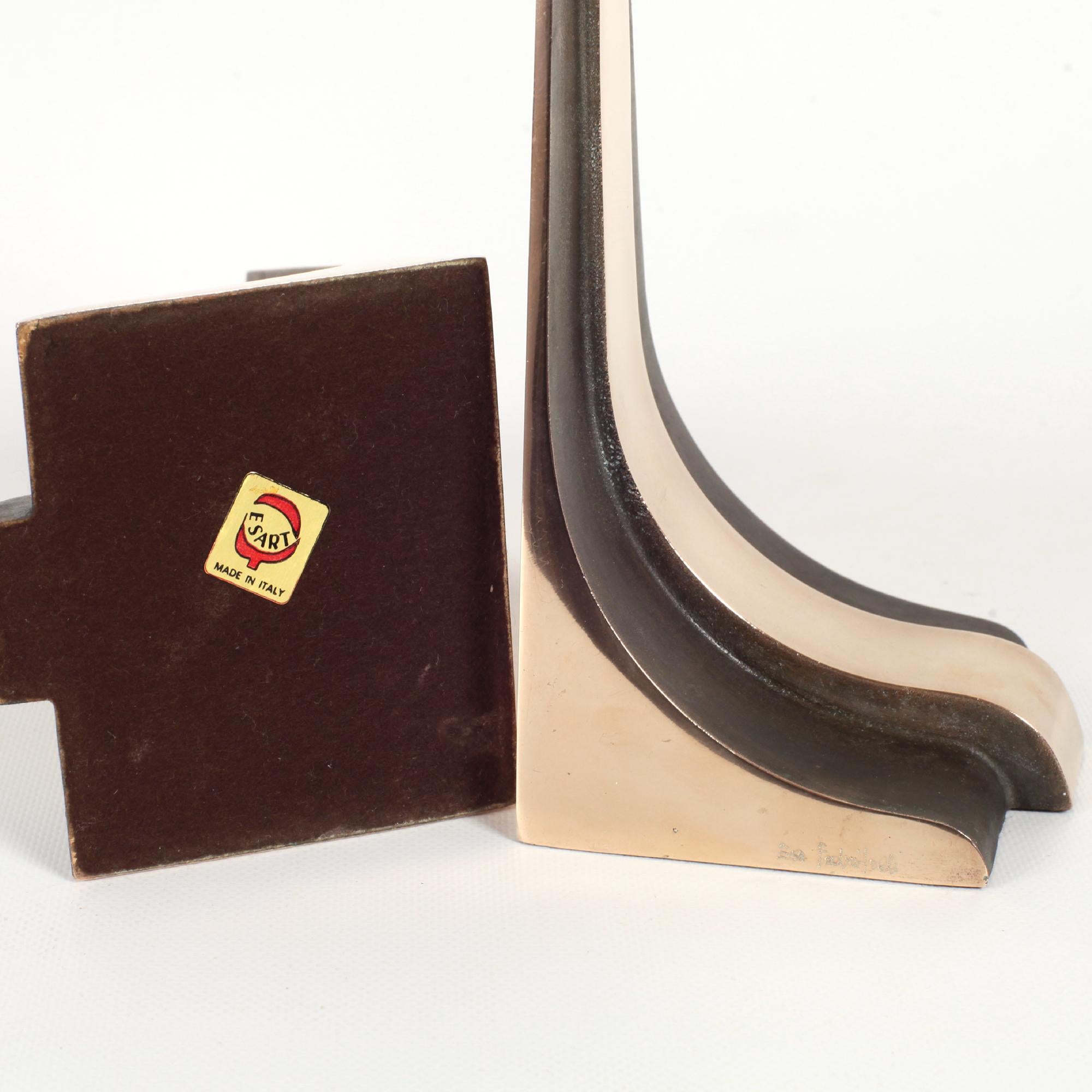 Paar Esa Fedrigolli Bronze-Buchstützen aus Bronze für Esart, Italien 1