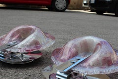 Pair of Esperia Angelo Brotto 1970s Wall Lights Pop Art Purple and White