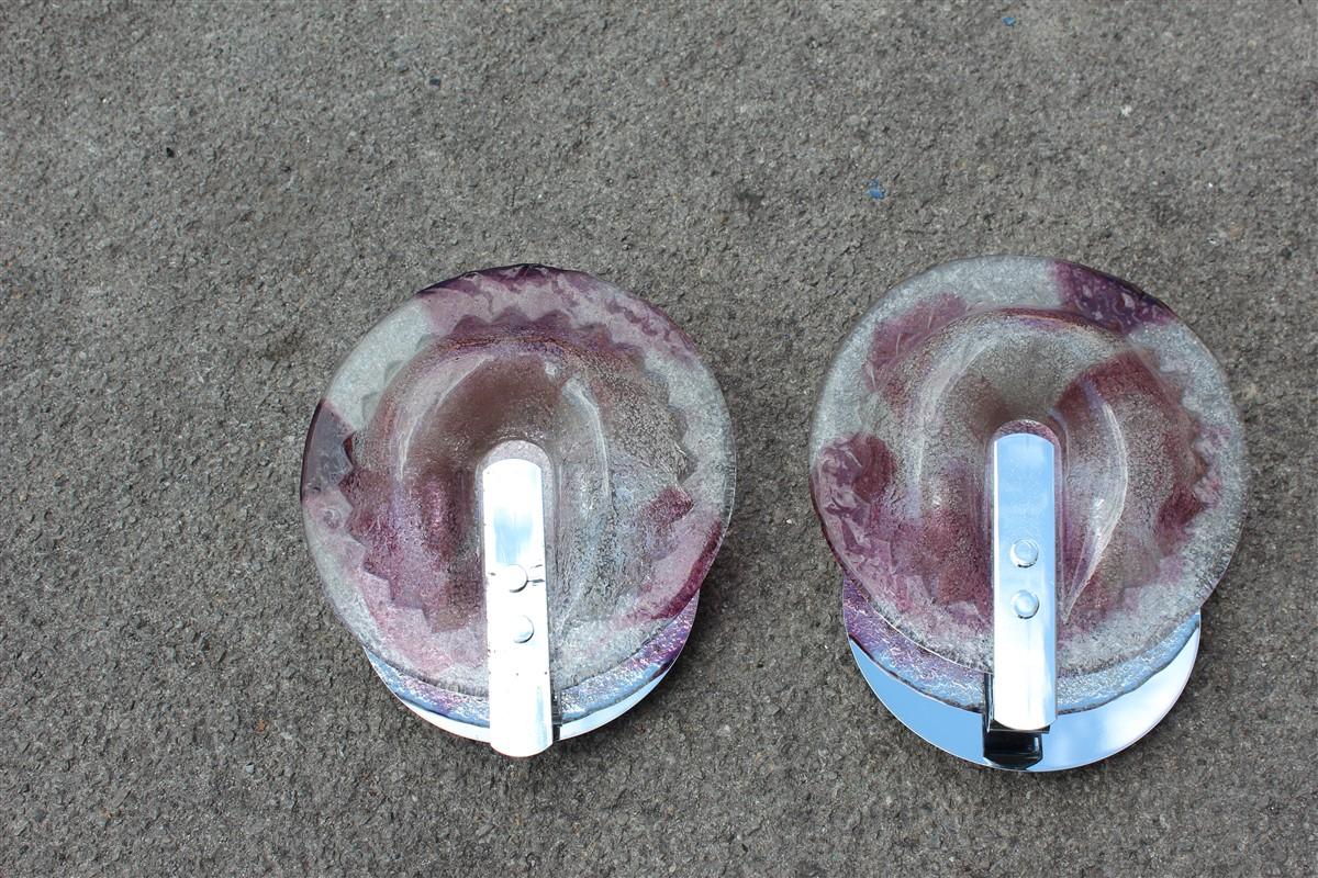 Pair of Esperia Angelo Brotto 1970s Wall Lights Pop Art Purple and White For Sale 2