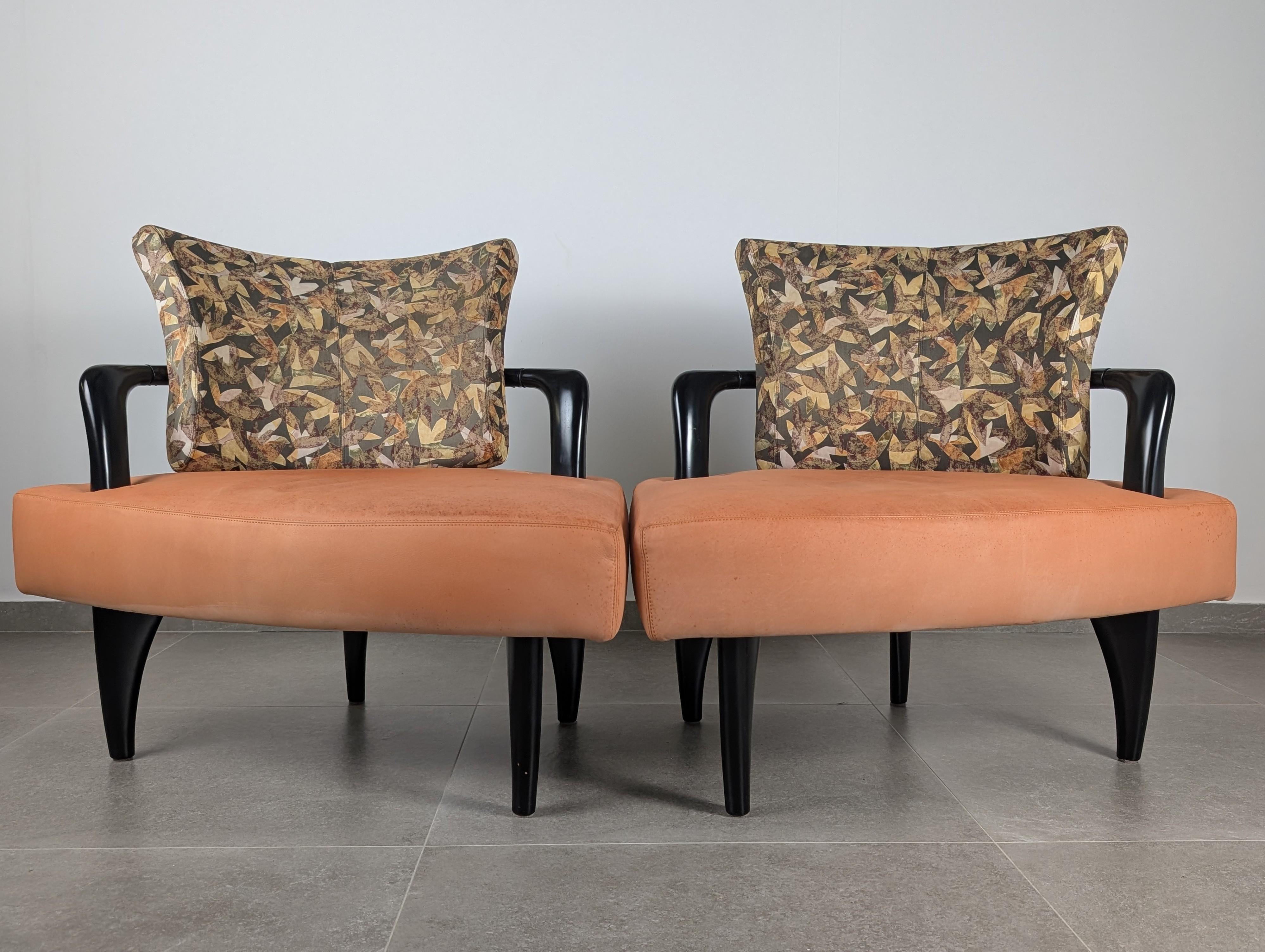 Mid-Century Modern Pair of Esprit Modular Lounge Chairs by Brunati & Zerbaro, 1980s For Sale
