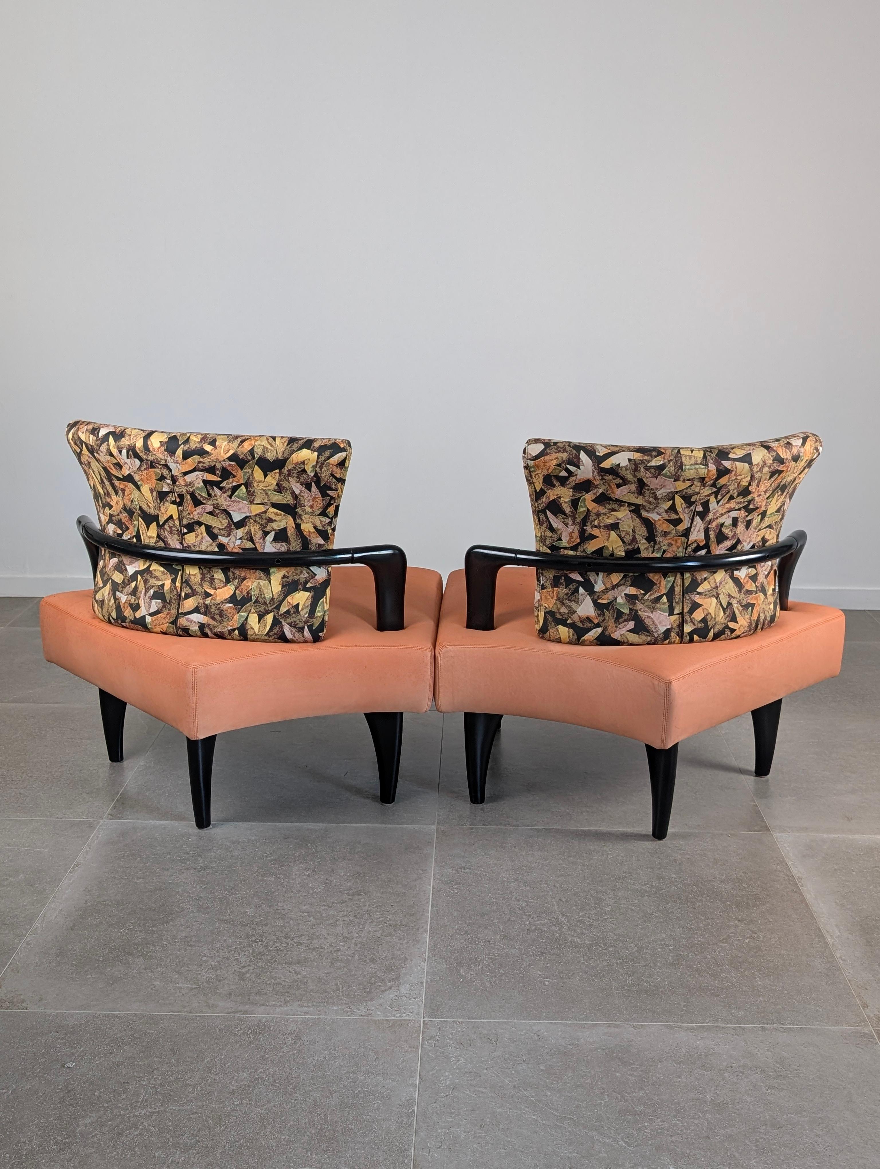 Late 20th Century Pair of Esprit Modular Lounge Chairs by Brunati & Zerbaro, 1980s For Sale