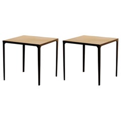 Pair of 'Esquisse' Parchment and Wrought Iron Side Tables by Design Frères
