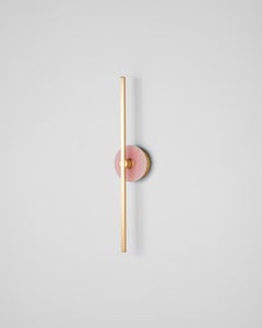 Pair of Essential Italian Wall Sconce "Stick", Brass and Pink Onyx L.E.