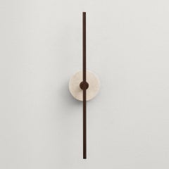 Pair of Essential Italian Wall Sconce "Stick" - Bronze and Travertine