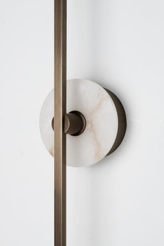 Pair of Essential Italian Wall Sconce "Stick," in Bronze and Alabaster