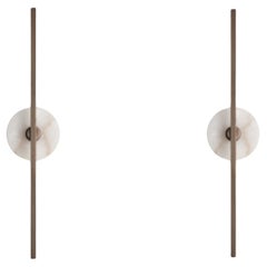 Pair of Essential Italian Wall Sconce "Stick", in Bronze and Alabaster