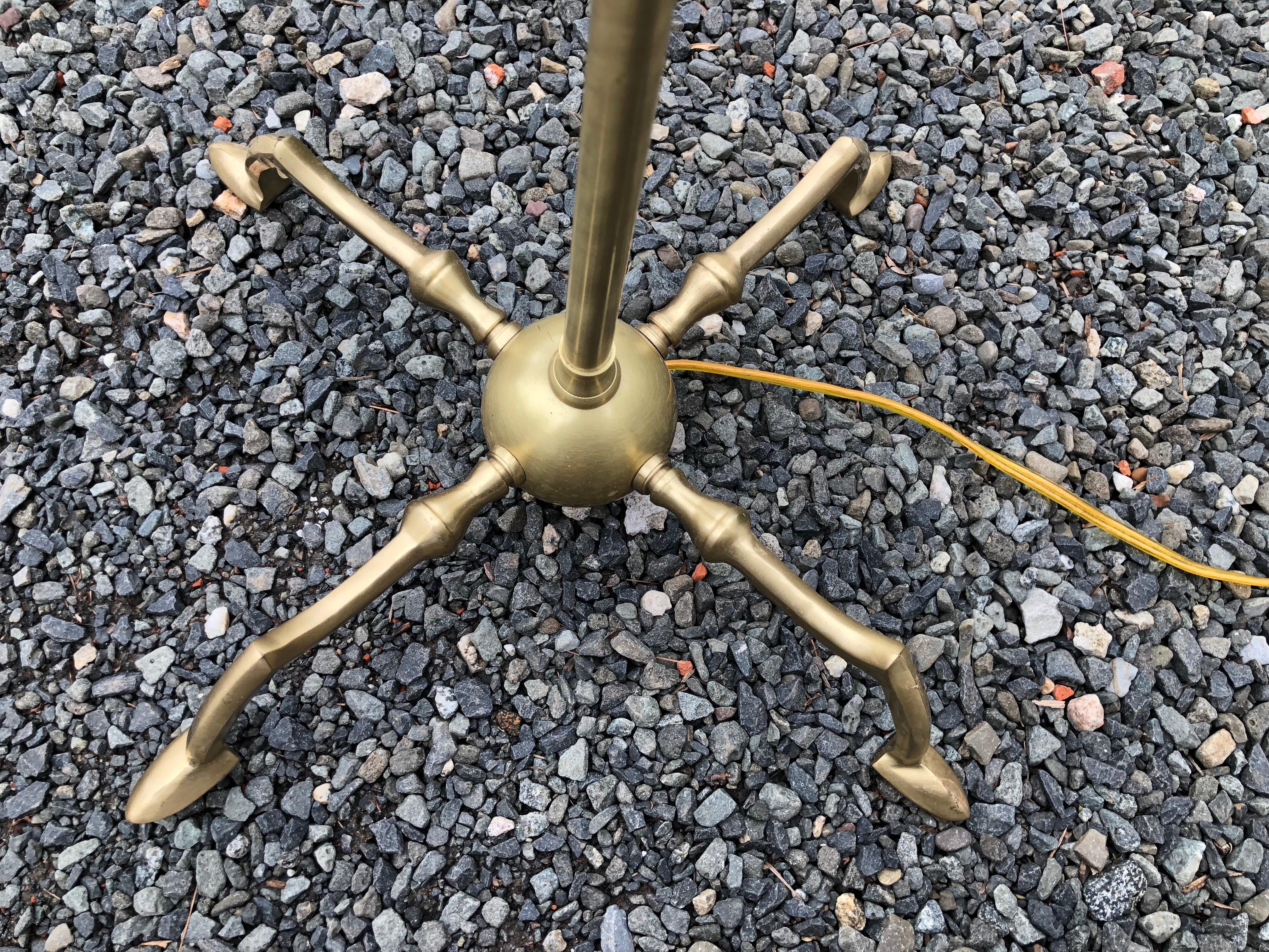 Contemporary Pair of Essex Tripod Brushed Brass Floor Lamps