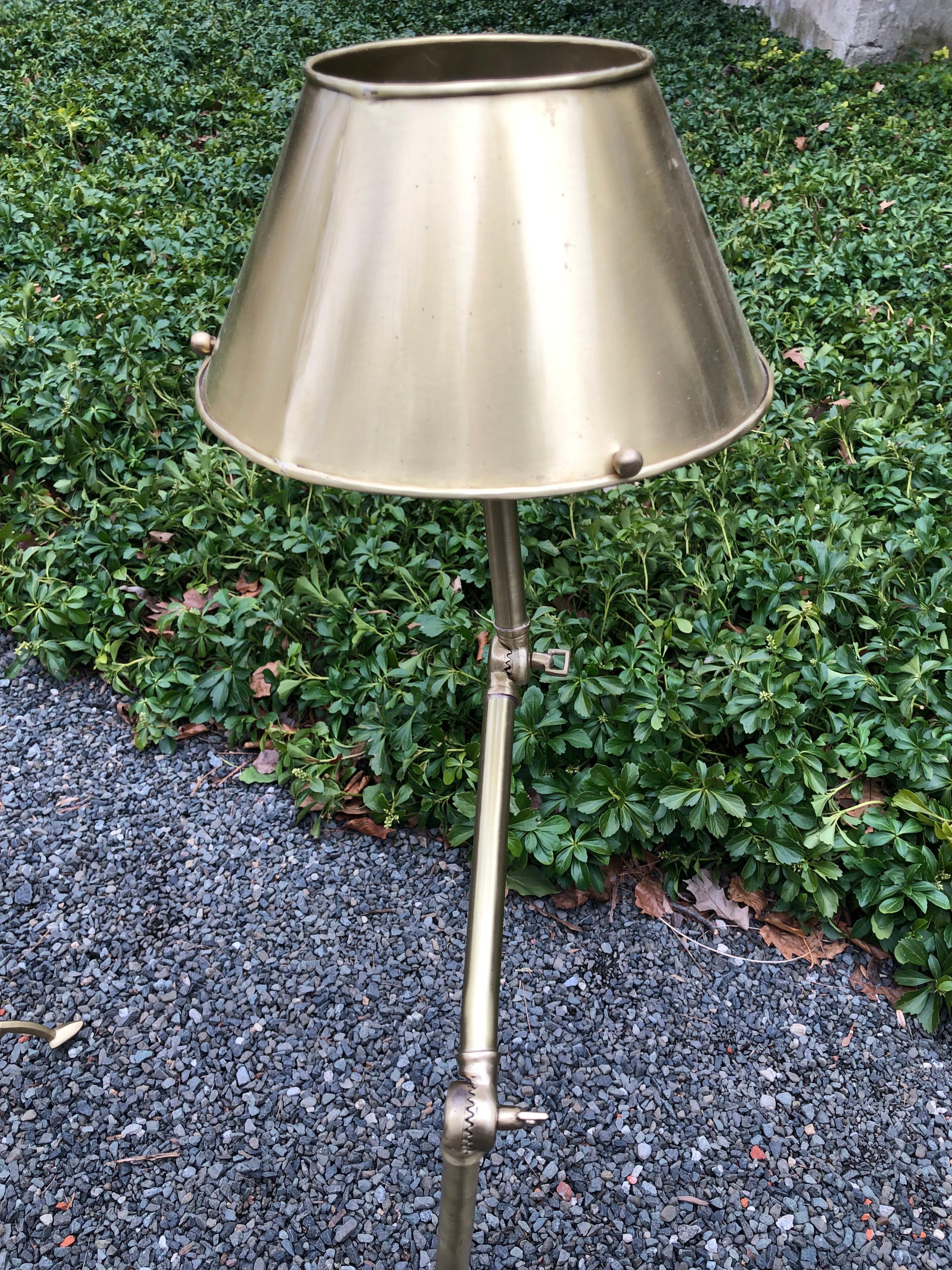 Pair of Essex Tripod Brushed Brass Floor Lamps 5