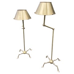 Pair of Essex Tripod Brushed Brass Floor Lamps