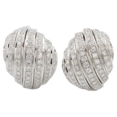 Pair of Estate 18 Karat White Gold and 3.0 CTW Diamond Dome Earrings