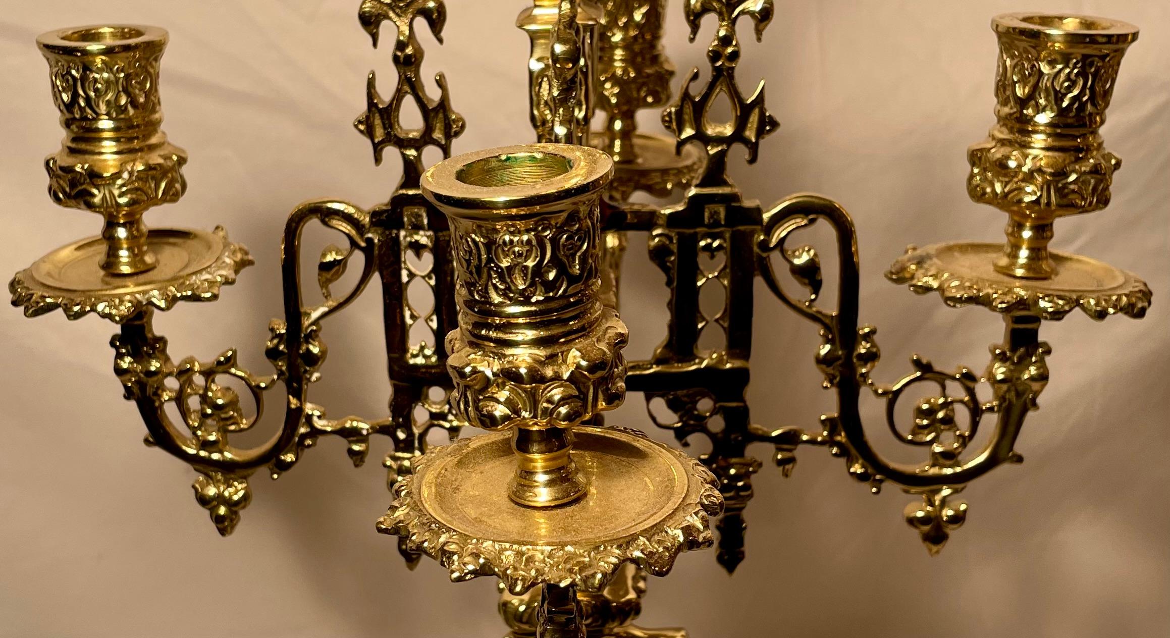 Pair of Estate English Solid Brass Horse Candelabras. 1