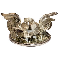 Pair of Estate Sterling Silver Fighting Cocks, Camusso Peru, 3.333247 dwt