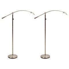 Pair of Estiluz Brushed Nickel Floor Lamps