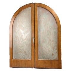 Pair of Etched and Wheel Cut Doors with Original Frame