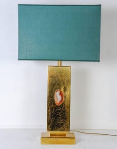 Coppia di lampade in ottone acidato degli anni '70 di Georges Mathias