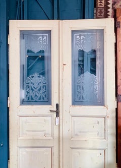 Pair of Etched Glass Doors, circa 1900
