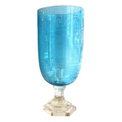 Pair of Etched Glass Hurricanes