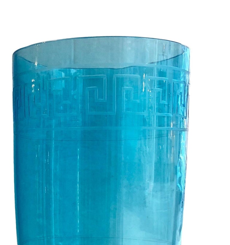 Pair of Etched Glass Hurricanes at 1stDibs