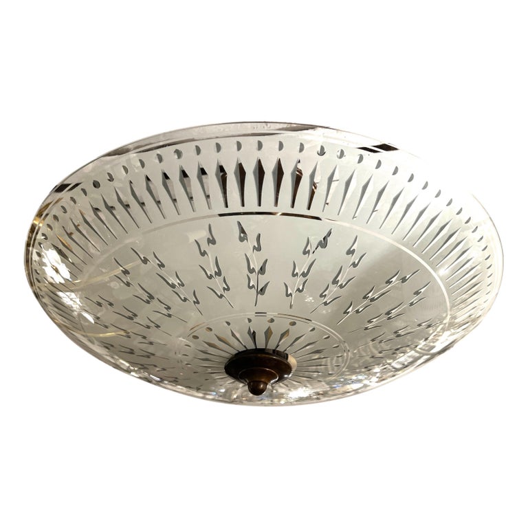 Pair of Etched Glass Light Fixtures, Sold Individually For Sale at